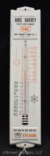 Mike Harvey feed & seed company advertising thermometer