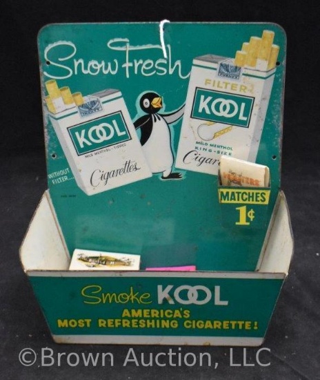 1950's Kool Cigarette tin advertising store display with match holder