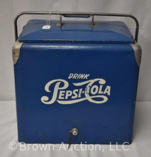 Vintage Pepsi-Cola blue metal cooler/ice chest