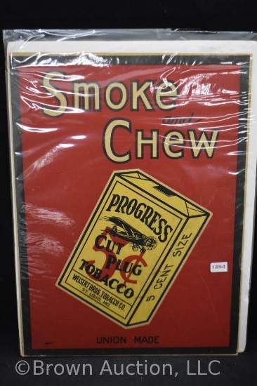 Progress Cut Plug card stock placard tobacco sign with airplane graphic
