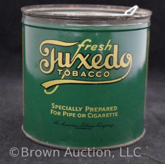 Fresh Tuxedo tobacco 5" round tin