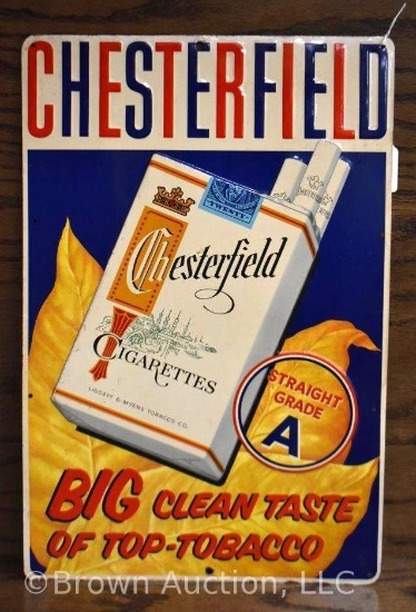 Chesterfield Cigarettes sst embossed advertising sign