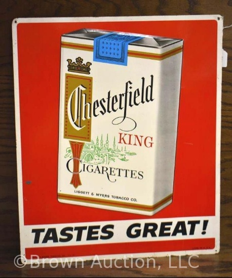 Chesterfield King Cigarettes sst embossed advertising sign, CH-4