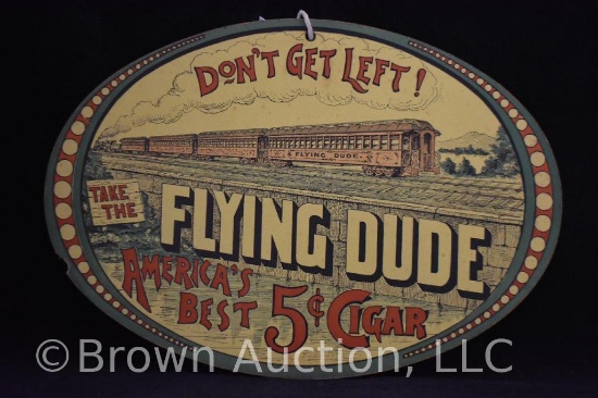 "Take the Flying Dude" 5 cent cigar double-sided cardboard advertising sign