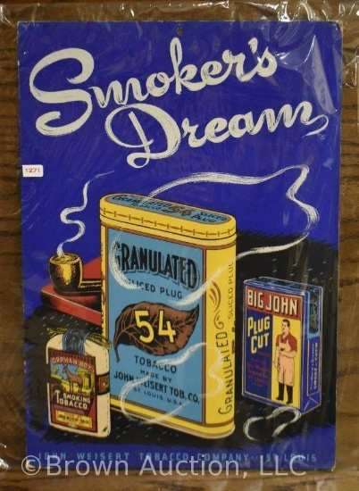 "Smoker's Dream" John Weisert tobacco brands advertising cardboard sign