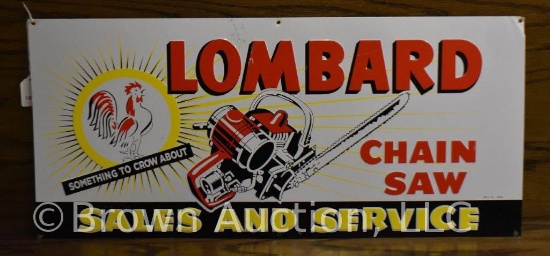 Lombard Chain Saws single sided embossed tin sign
