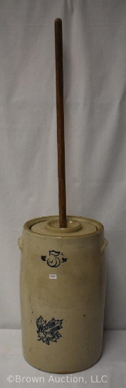 Western Stoneware 5 gal. butter churn crock/lid and wooden paddle