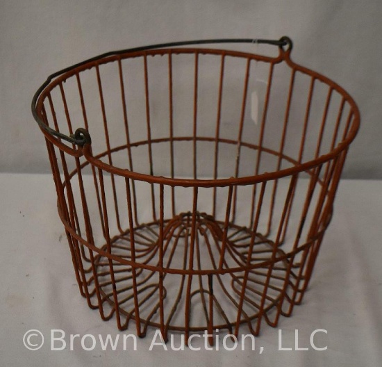 Vintage red wire egg basket