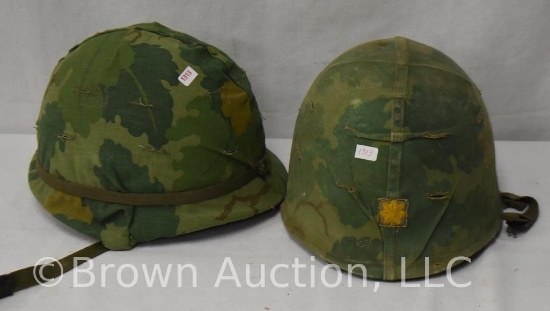 (2) Vintage US Army cammo helmets