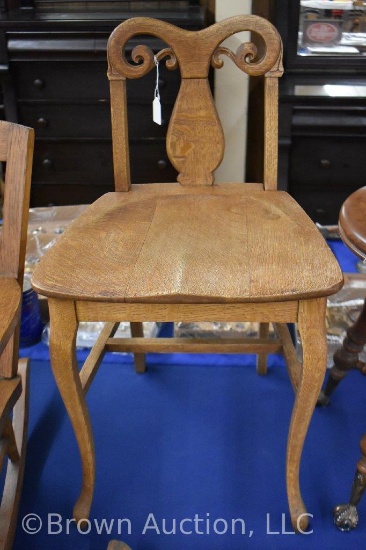 Unusual Oak vanity chair