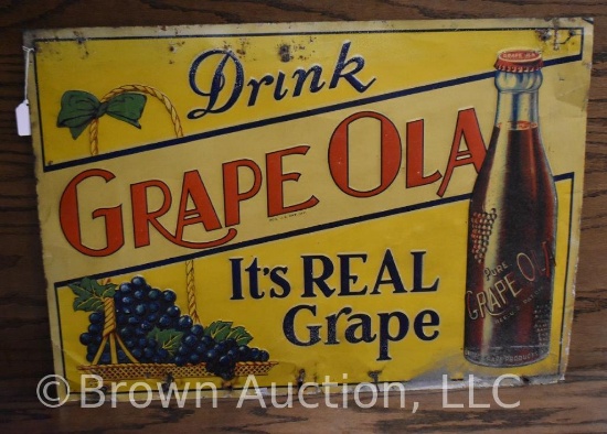 Grape Ola single sided embossed tin sign