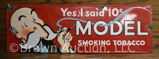 Singe sided Model Smoking Tobacco porcelain advertising sign