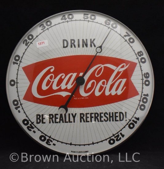Coca-Cola 12" round glass dome advertising thermometer