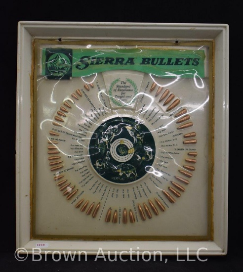 Sierra Bullets ammunition advertising display board, 22 to 270 caliber