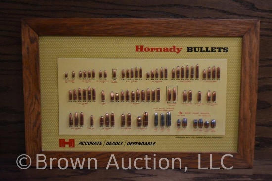Hornady Bullets ammunition advertising display board, original copper bullets