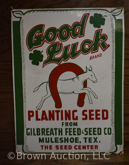 Good Luck planting seed single sided tin sign
