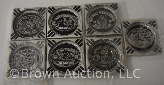 (7) Hesston NFR Collector's pewter ashtrays, 1978-1984