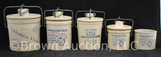 (5) Kaukauna Klub cheese crocks
