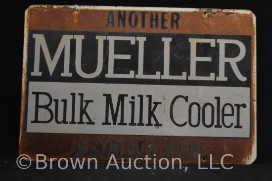 Mueller Bulk Milk Cooler single sided tin sign