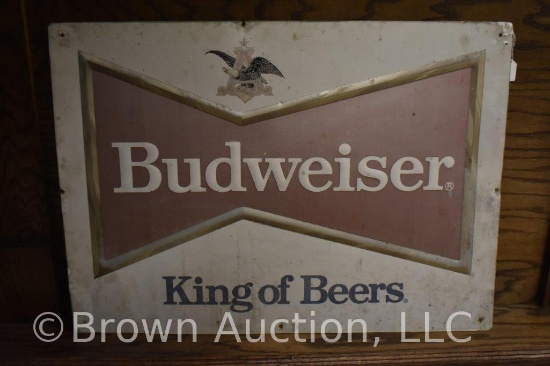 Budweiser embossed single sided tin sign