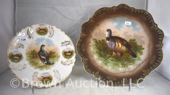 (2) Hand painted porcelain game plates