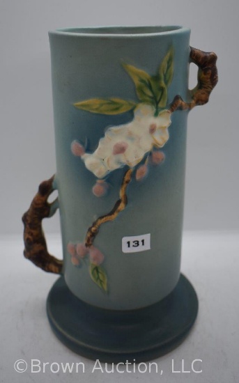 Roseville Apple Blossom 387-9" vase, blue
