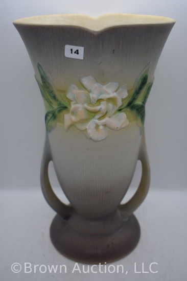 Roseville Gardenia 687-12" vase, gray