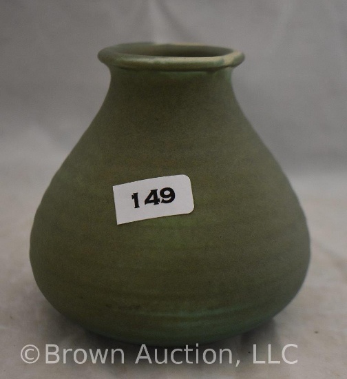 Mrkd. Teco 4" green matte vase