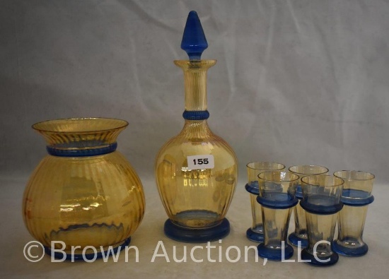 Czechslovakia 6 pc. decanter set w/matching vase