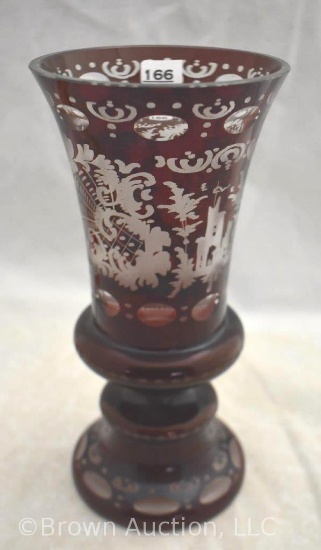 Bohemian Glass 9" vase