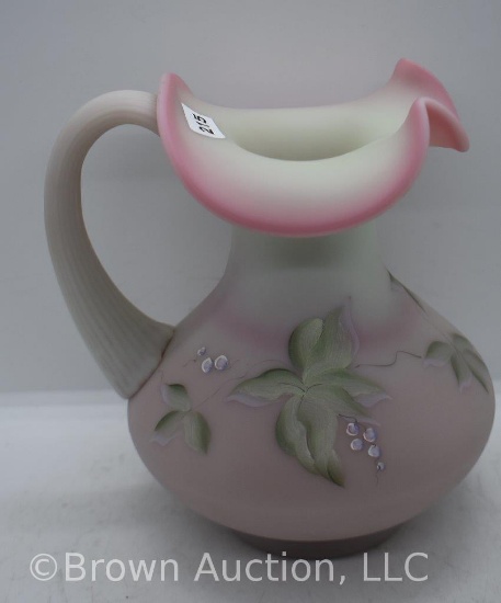 Fenton Burmese Satin hand painted 6.5" pitcher