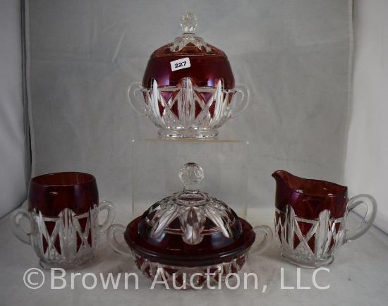 Ruby-stained EAPG Triple Triangle 4-pc. Table set