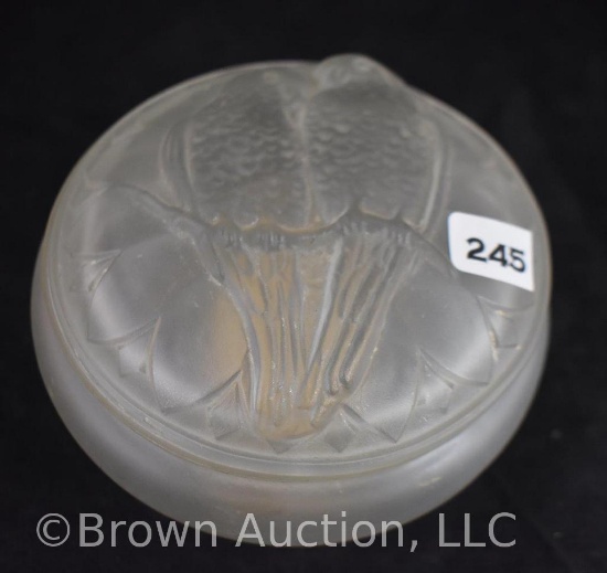 Consolidated Glass Love Birds frosted 4.5" round dia. Powder box