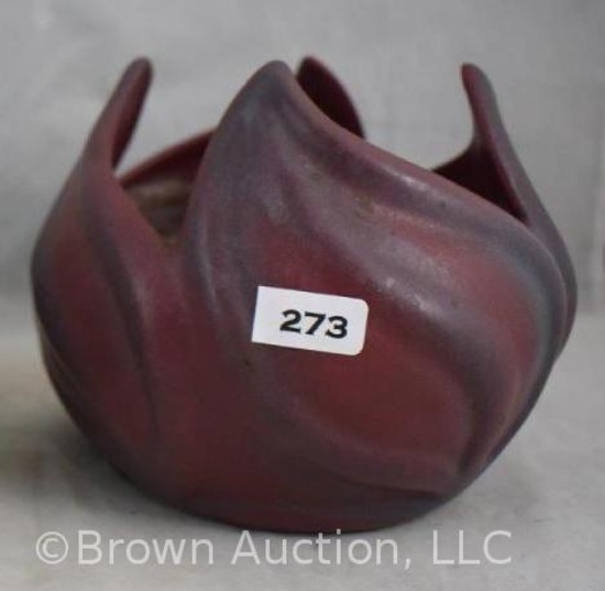 VanBriggle Leaf form Art Deco bowl/vase, mulberry