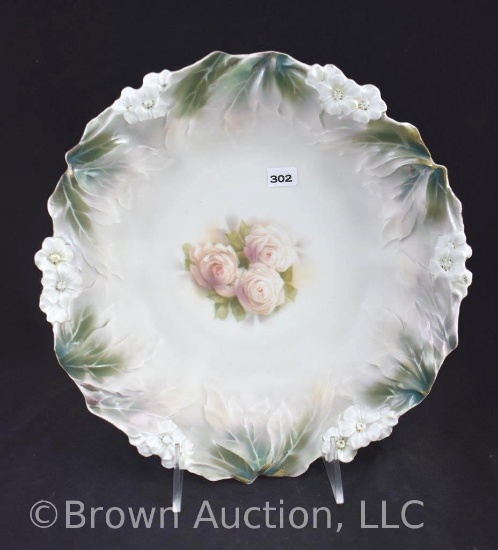 R.S. Prussia 10"d bowl w/floral and leaves mold, red mark