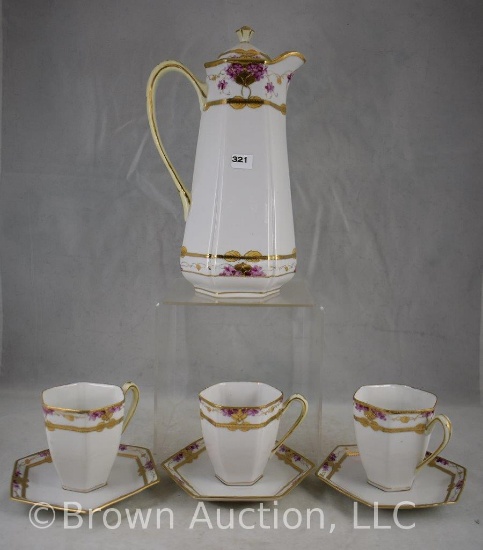 Mrkd. Nippon 7 pc. Chocolate set incl. pot, (3) cups and saucer sets