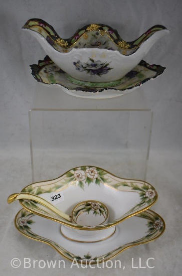 (2) Nippon condiment dishes, both floral decorated