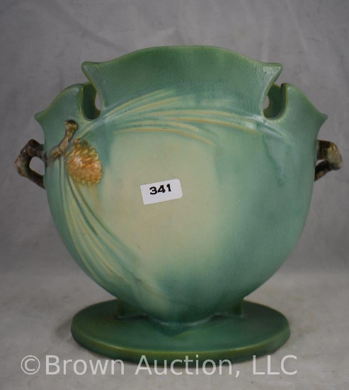 Roseville Pine Cone 845-8" vase, green