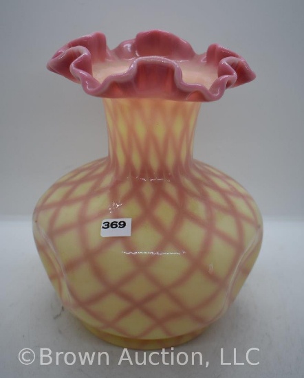 Fenton Burmese Diamond Optic 8" vase