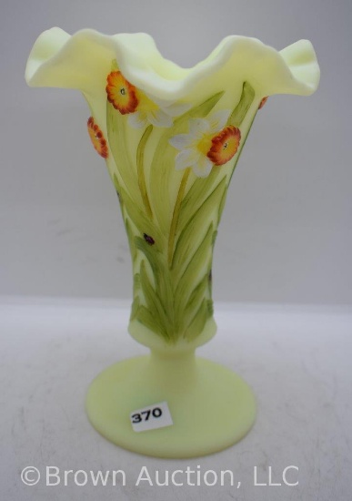 Fenton Satin Custard glass 7.5" vase