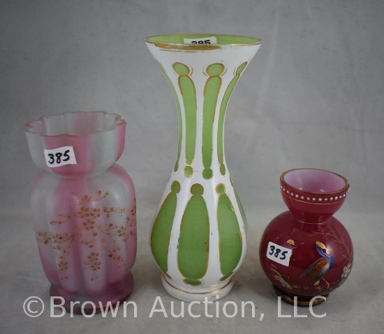 (3) Art Glass vases, 4" up to 8"