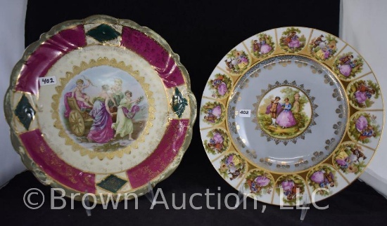 (2) Hand painted porcelain 11"d plates