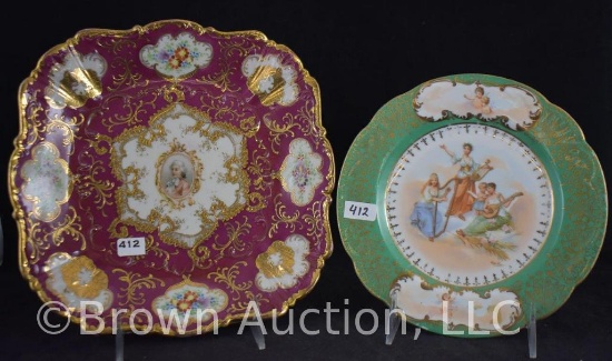 (2) Hand painted porcelain plates