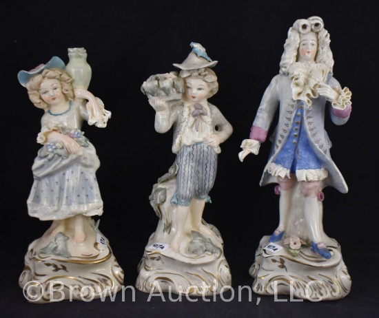 (3) Mrkd. Corday figurines, 10" and 11.5"