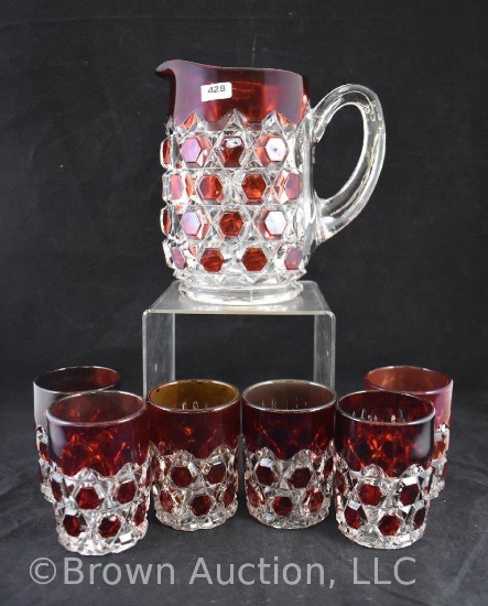 Red Block Ruby-stained 7-pc. Water set