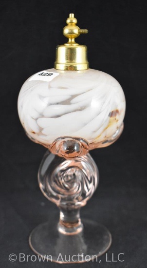 Pink Art Glass 8" perfume w/atomizer top