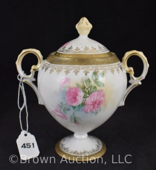 R.S. Prussia sugar bowl w/lid, red mark