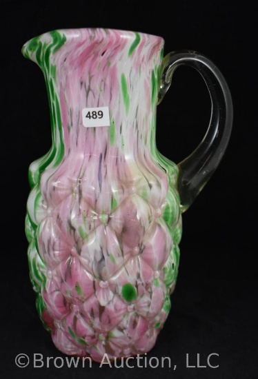 Victorian cased glass 9.5" pitcher, Diamond Quilted patternh