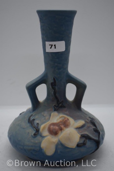 Roseville Magnolia 179-7" bud vase, blue