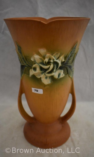 Roseville Gardenia 687-12" vase, tan